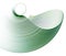A green striped abstract propeller with an arcuate curved blade rotates on a white background. Icon, logo, symbol, sign. 3D