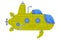Green Submarine Watercraft Swimming Underwater Vector Illustration