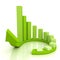 Green success business bar chart on circle growing arrow