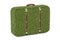 Green suitcase from grass, eco concept. 3D rendering