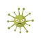 Green Sun Shaped Aggressive Malignant Bacteria Monster With Sharp Teeth Cartoon Vector Illustration