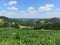 Green sunny valley - landscape with hills slopes