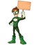 Green Super Boy Hero Cartoon Mascot