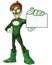 Green Super Boy Hero Cartoon Mascot