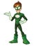 Green Super Boy Hero Cartoon Mascot