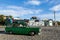 Green Surf Wagon At Ocean Beach