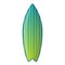 Green surfboard icon, cartoon style