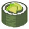 Green sushi icon cartoon vector. Roll food