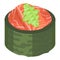 Green sushi roll icon cartoon vector. Japanese food