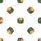 Green sushi roll pattern seamless vector