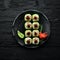 Green Sushi rolls - with eel fish and green