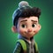 Green Sweater Cartoon Character: Vray Tracing, Quito School, Alain Laboile