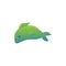 Green sweet jelly gummy candy in shape dolphin a vector isolated illustration.