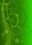 Green Swirls Sparkles Background