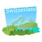 Green Switzerland icon, cartoon style