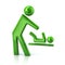 Green symbol for person and baby changing diapers icon