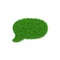 Green symbol of speech bubble made of grass, ecology concept, 3d render