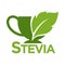 Green symbol of stevia or sweet grass on white background.