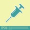 Green Syringe icon isolated on yellow background. Syringe for vaccine, vaccination, injection, flu shot. Medical