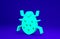 Green System bug concept icon isolated on blue background. Code bug concept. Bug in the system. Bug searching