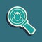 Green System bug concept icon isolated on green background. Code bug concept. Bug in the system. Bug searching. Long