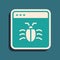 Green System bug concept icon isolated on green background. Code bug concept. Bug in the system. Bug searching. Long