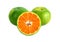 Green tangerine on white background.