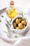 Green and tasty olives as Italian appetizer