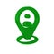 Green Taxi client icon isolated on transparent background.