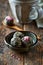 Green tea balls with lychee flowers