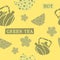 Green tea beverage, tasty drink seamless print