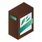 Green tea box icon, isometric style