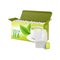 Green tea box and teabag - realistic 3D mockup with packaging design