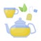 Green tea flat icon set