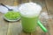 Green tea frappe in plastic cup