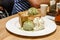 Green tea ice cream honey toast with wihp cream