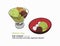 Green tea ice-cream with red bean vector.