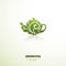 Green tea logo. Ornate teapot icon.