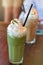 Green tea matcha latte frappe