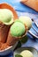 Green tea matcha mint ice cream with coconut milk