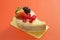Green tea mouse cake with mixed berry fruits