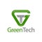 Green Tech. Triangle initial letter GT, TG logo concept design template