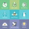 Green technology and innovations flat icons set