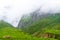 Green terraced fields and traditional architecture in the ancient Tibetan Nar village