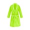 Green Terry Bathrobe or Bathing Gown with Long Sleeves Vector Illustration
