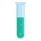 Green test tube icon, flat style