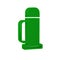 Green Thermos container icon isolated on transparent background. Thermo flask icon. Camping and hiking equipment.