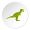 Green theropod dinosaur icon circle
