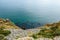 Green Thracian cliffs, Kaliakra Lighthouse, Black sea water, bulgarian coastline