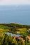 Green Thracian cliffs near blue clear water of Black Sea, lake g